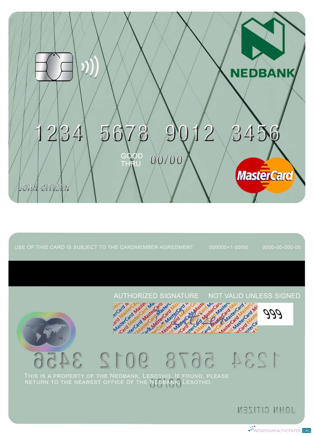 Download Lesotho Nedbank mastercard Photoshop template